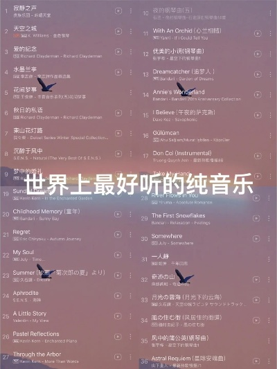 世界十大精选纯音乐榜单，音乐之旅的巅峰之作